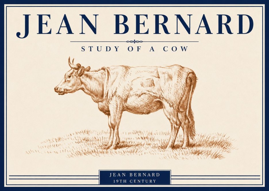 Jean Bernard Study of a Cow XIX No5 - Plakát