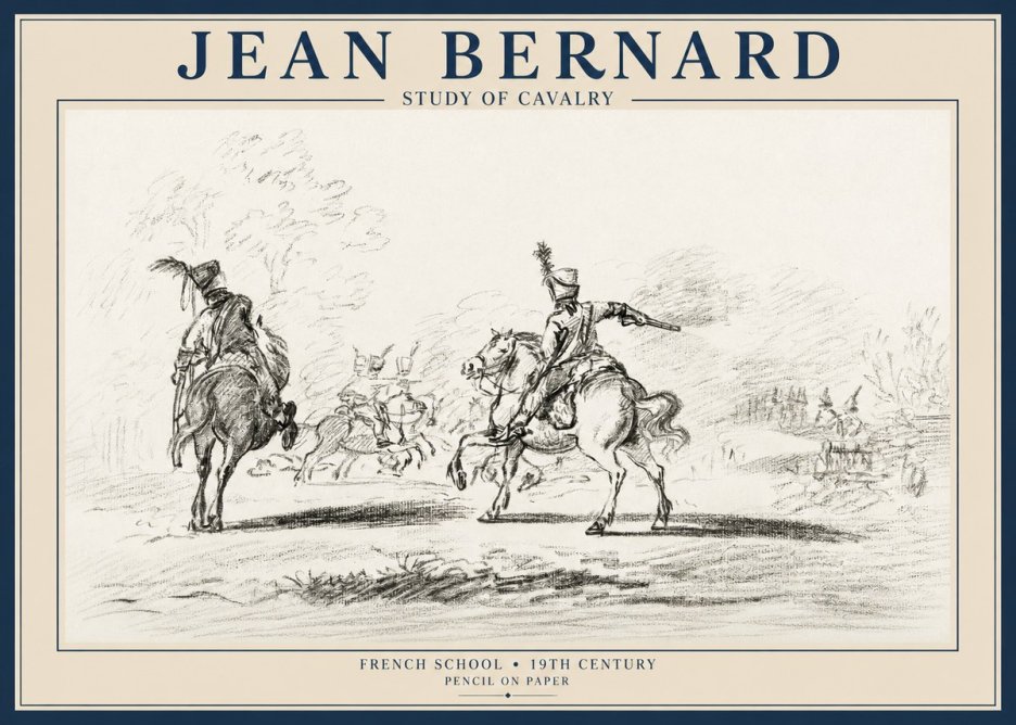 Jean Bernard Study of Cavalry No1 - Plakát