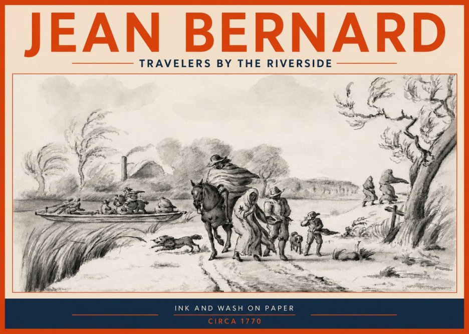 Jean Bernard Travelers by the Riverside No3 - Plakát
