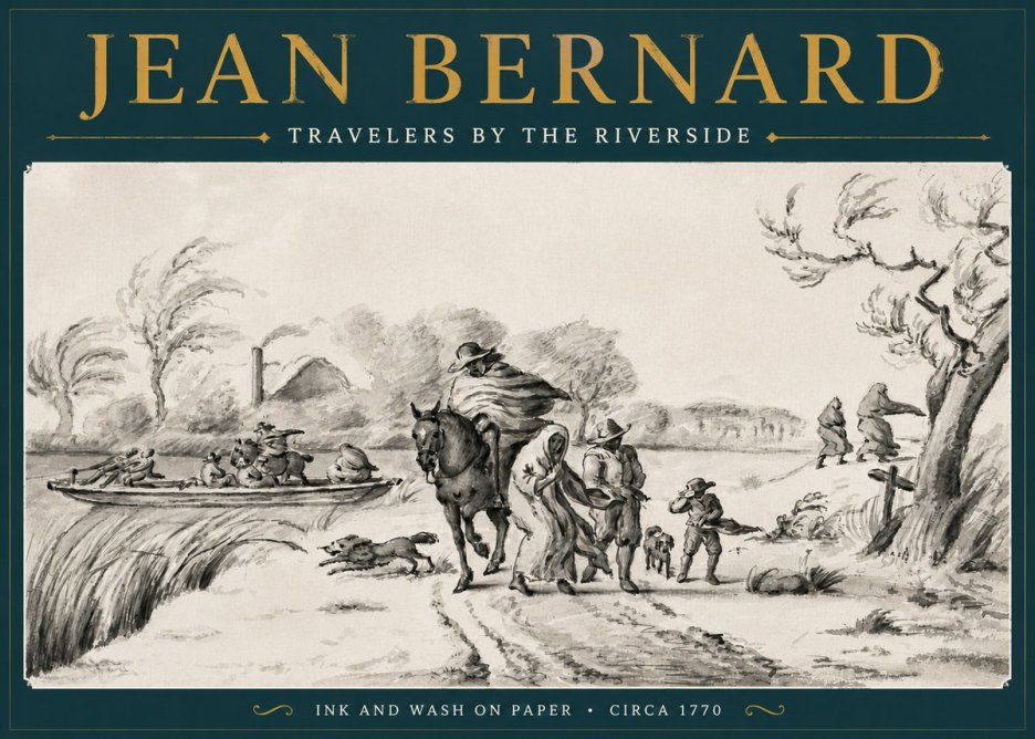 Jean Bernard Travelers by the Riverside No4 - Plakát