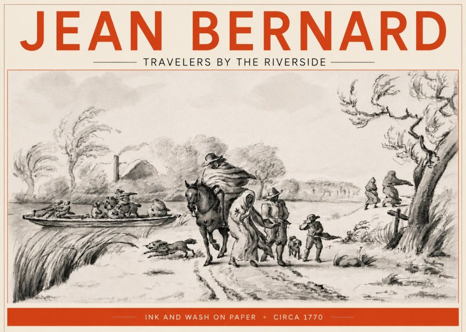 Jean Bernard Travelers by the Riverside No5 - Plakát
