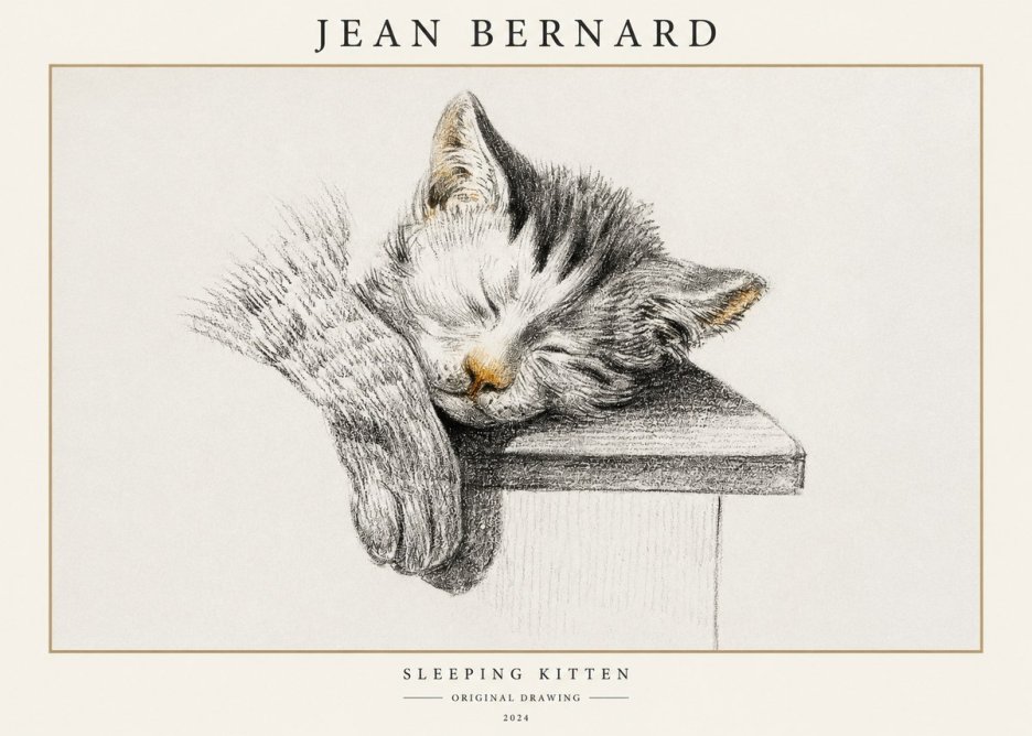 Jean Bernard Sleeping Kitten No1 - Plakát
