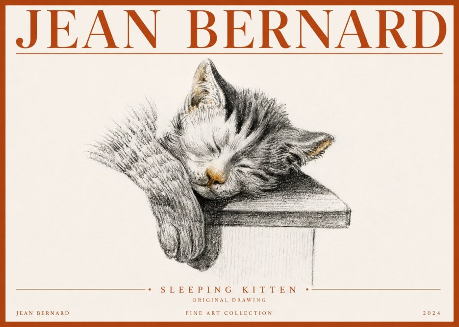 Jean Bernard Sleeping Kitten No4 - Plakát