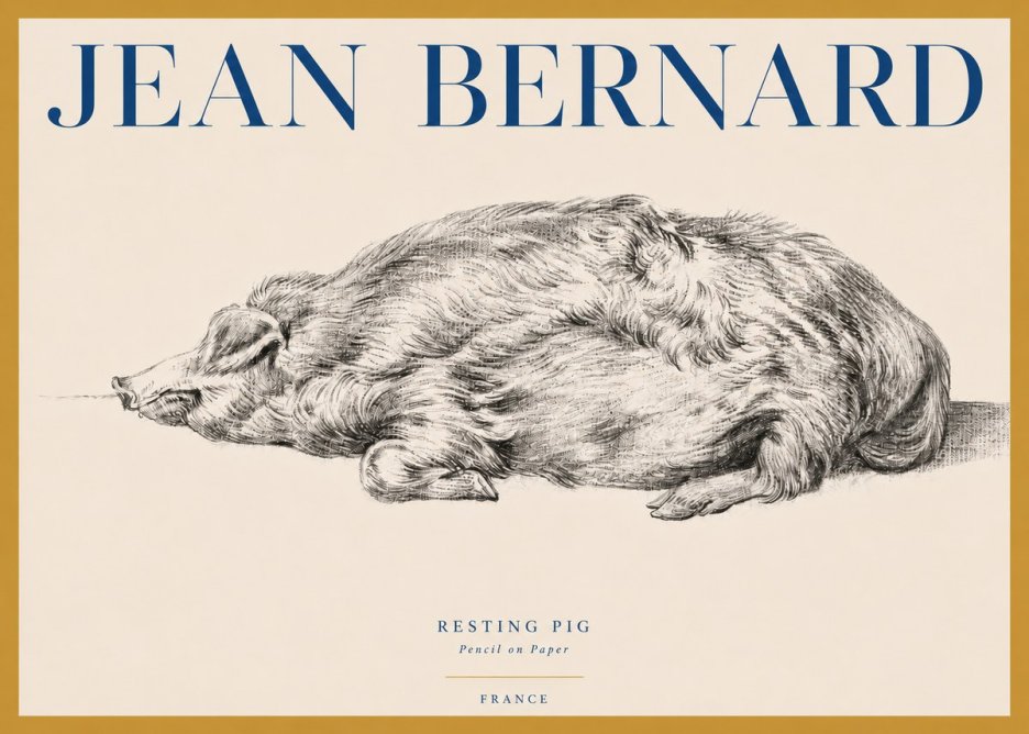 Jean Bernard Resting Pig II No3 - Plakát