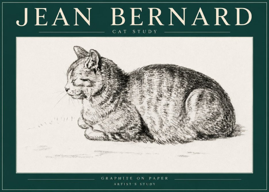 Jean Bernard Cat Study XII No3 - Plakát