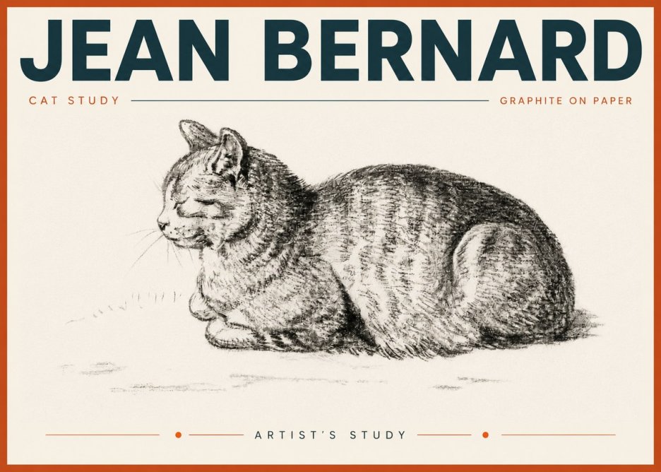 Jean Bernard Cat Study XII No6 - Plakát