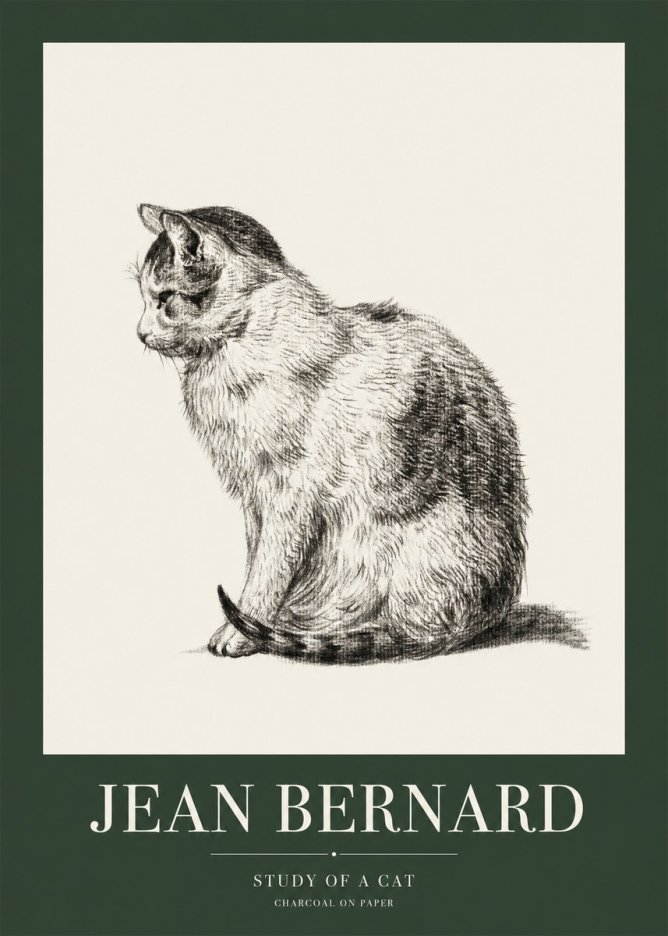 Jean Bernard Study of a Cat IV No1 - Plakát