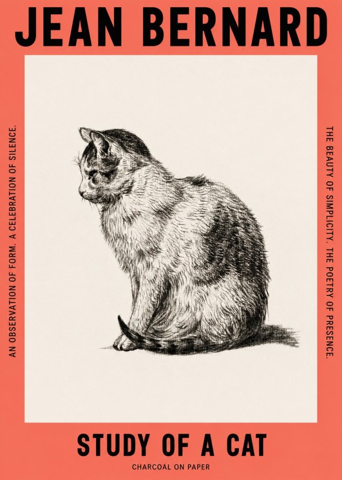 Jean Bernard Study of a Cat IV No2 - Plakát