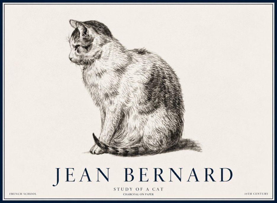 Jean Bernard Study of a Cat IV No5 - Plakát