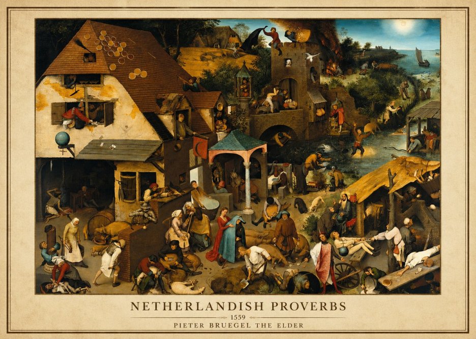 Pieter Bruegel The Netherlandish Proverbs I No3 - Plakát