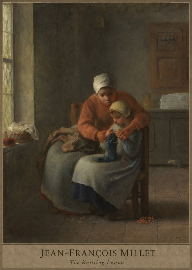 Jean-François Millet The Knitting Lesson II No4 - Plakát