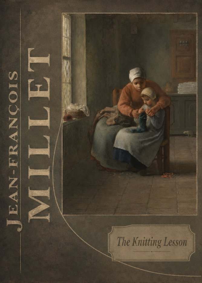 Jean-François Millet The Knitting Lesson II No6 - Plakát