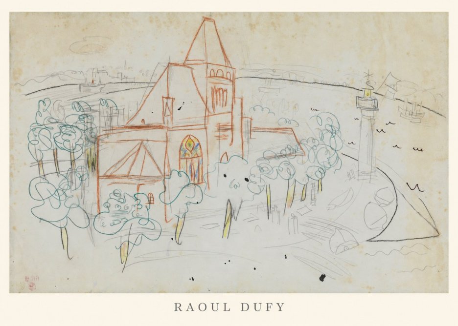 Raoul Dufy Coastal Church and Lighthouse No6 - Plakát