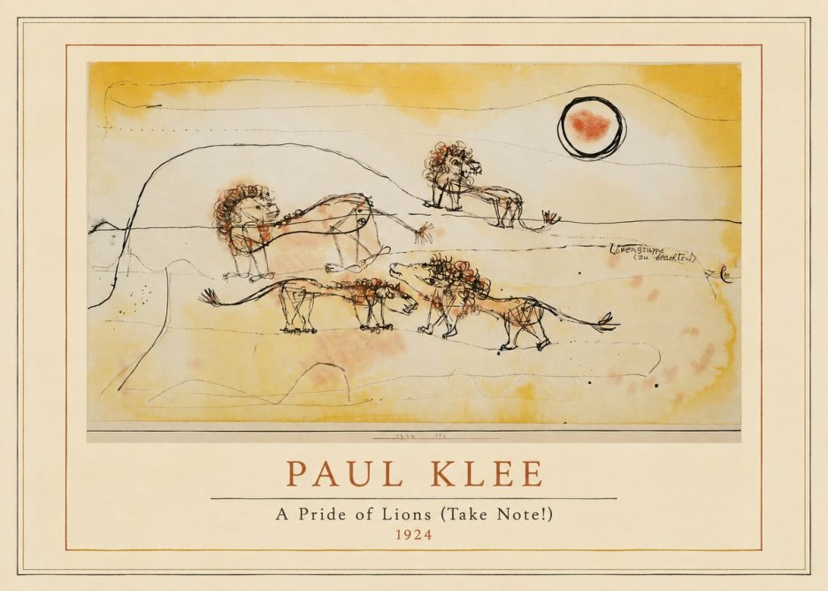 Paul Klee A Pride of Lions (Take Note!) No4 - Plakát
