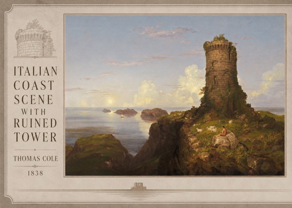Thomas Cole Italian Coast Scene with Ruined Tower I No2 - Plakát