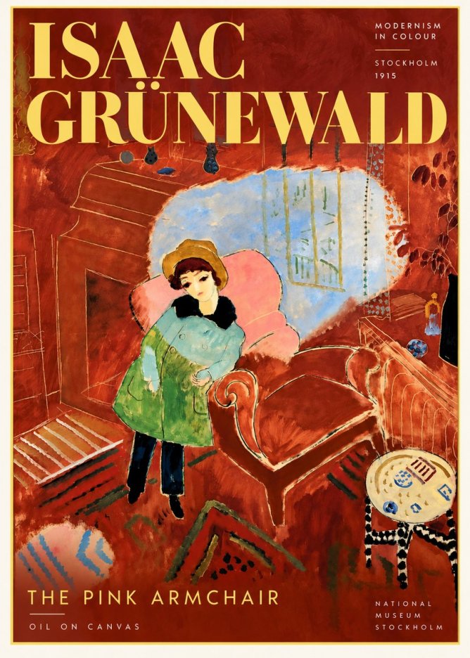 Isaac Grünewald Interior with Young Girl No6 - Plakát