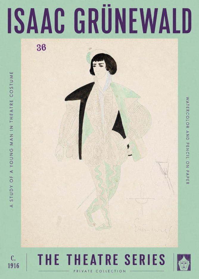 Isaac Grünewald A Study of a Young Man in Theatre Costume No2 - Plakát