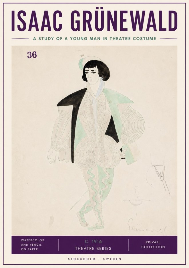 Isaac Grünewald A Study of a Young Man in Theatre Costume No3 - Plakát