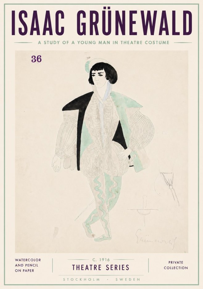 Isaac Grünewald A Study of a Young Man in Theatre Costume No6 - Plakát
