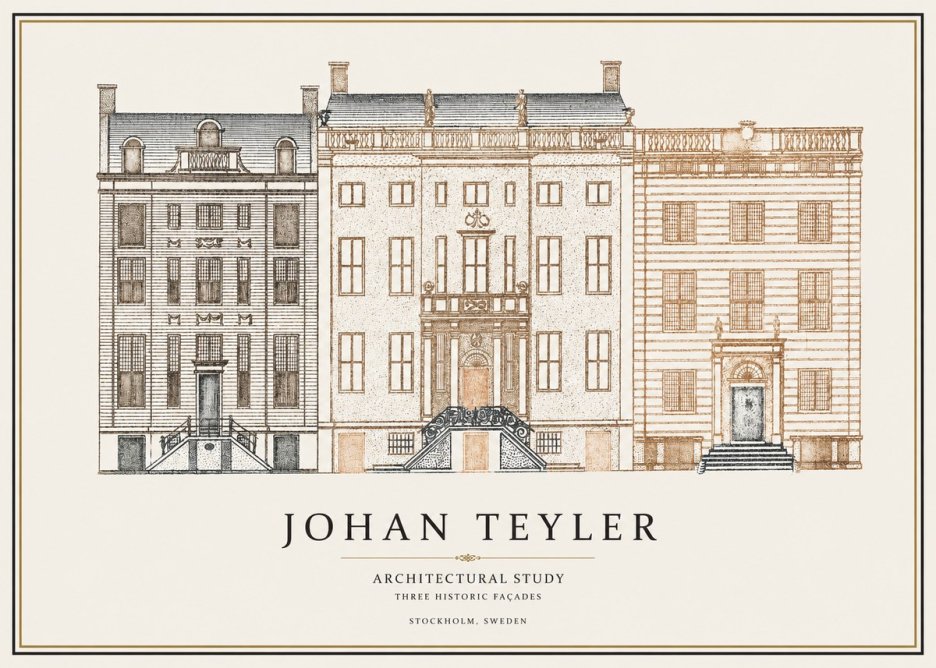 Johan Teyler Architectural Study - Three Historic Façades No1 - Plakát