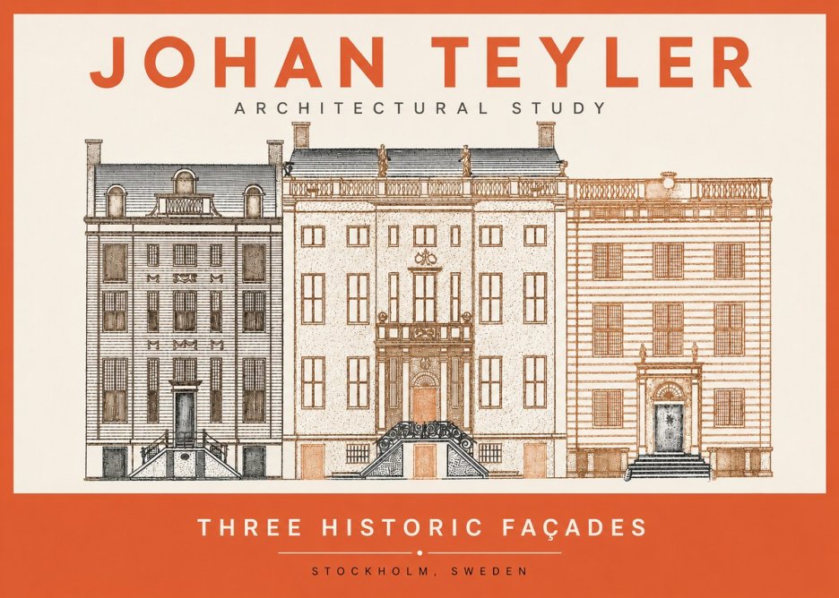 Johan Teyler Architectural Study - Three Historic Façades No2 - Plakát