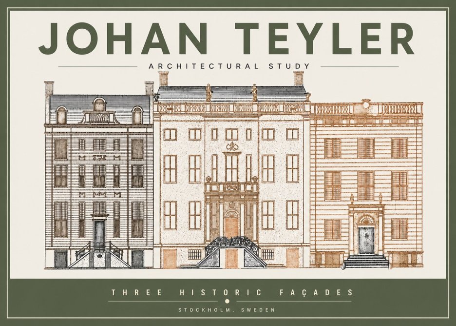 Johan Teyler Architectural Study - Three Historic Façades No3 - Plakát