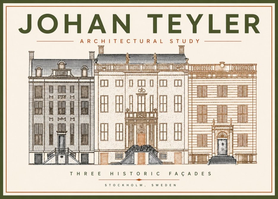 Johan Teyler Architectural Study - Three Historic Façades No5 - Plakát