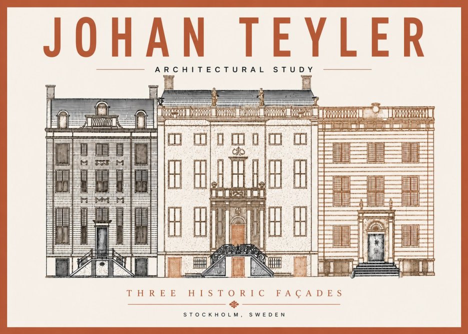 Johan Teyler Architectural Study - Three Historic Façades No6 - Plakát