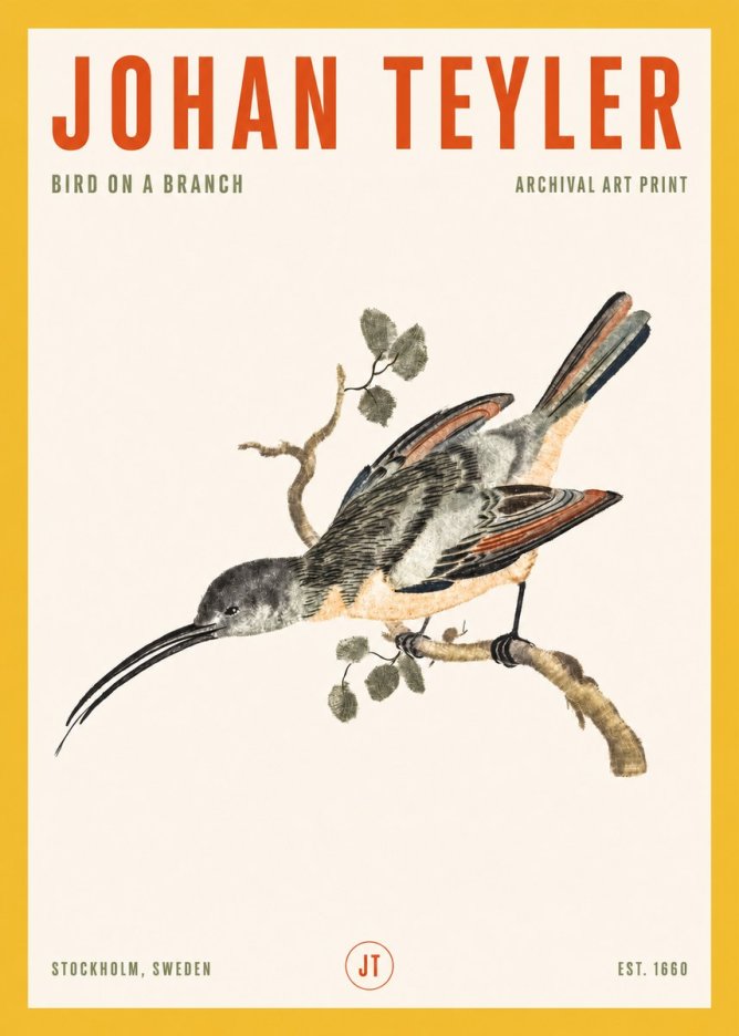 Johan Teyler Bird on a Branch No2 - Plakát