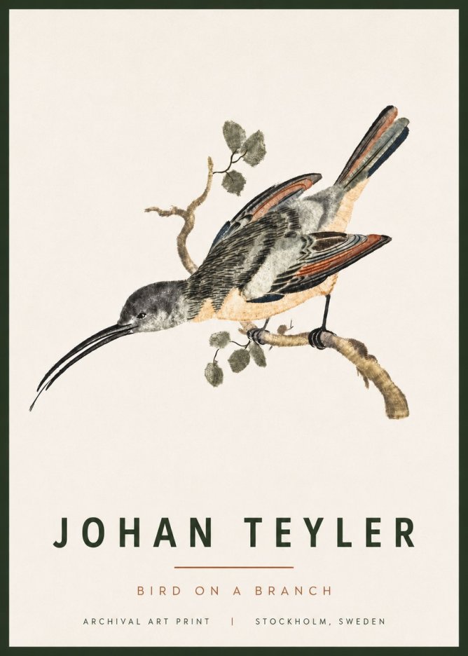 Johan Teyler Bird on a Branch No4 - Plakát
