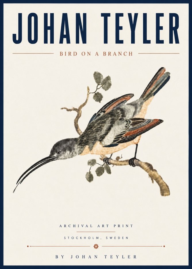 Johan Teyler Bird on a Branch No6 - Plakát