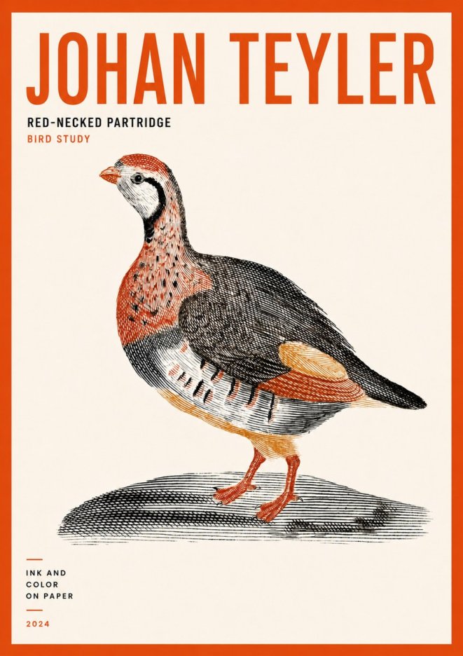 Johan Teyler Red-necked Partridge No5 - Plakát