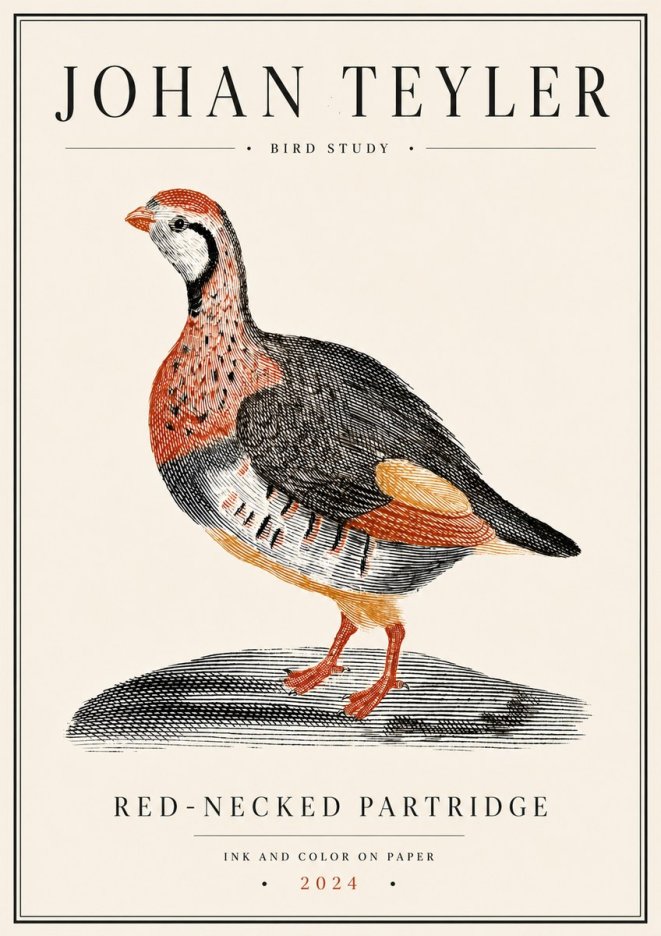 Johan Teyler Red-necked Partridge No6 - Plakát