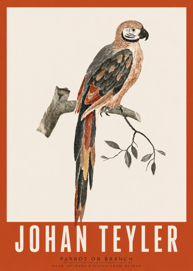 Johan Teyler Parrot on Branch No2 - Plakát