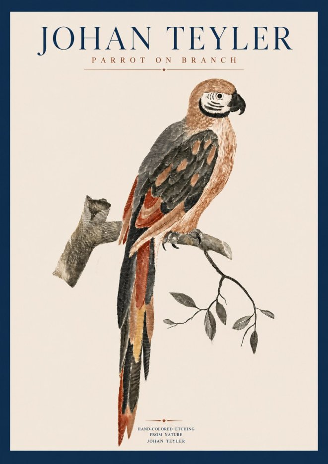 Johan Teyler Parrot on Branch No3 - Plakát