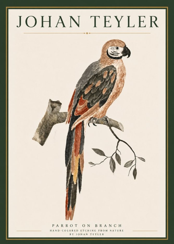 Johan Teyler Parrot on Branch No4 - Plakát