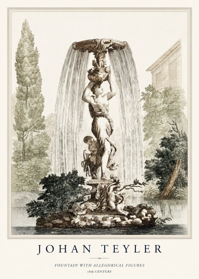 Johan Teyler Fountain with Allegorical Figures No1 - Plakát