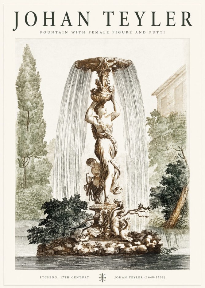 Johan Teyler Fountain with Allegorical Figures No2 - Plakát