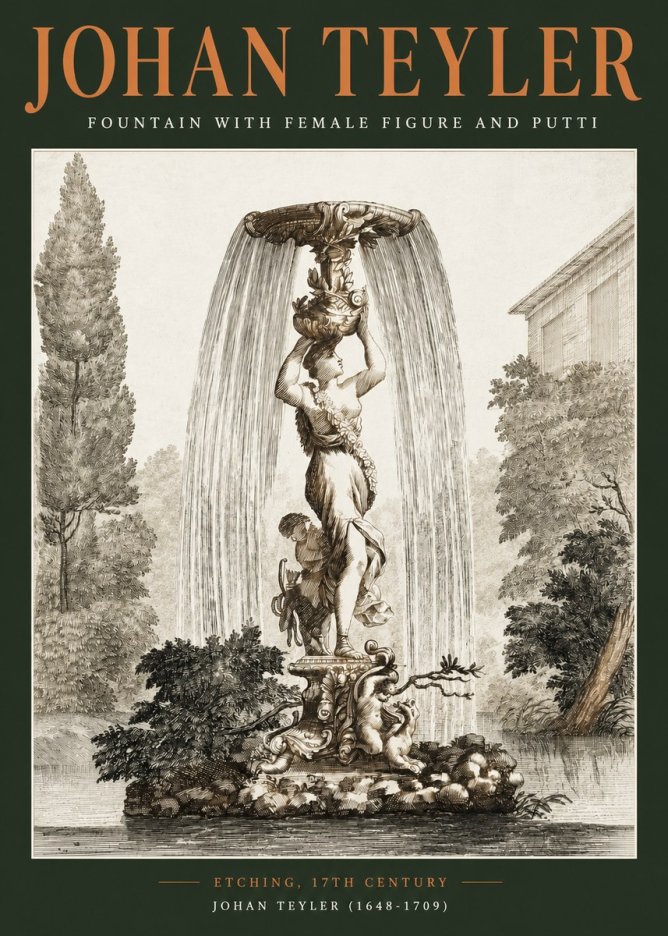 Johan Teyler Fountain with Allegorical Figures No3 - Plakát