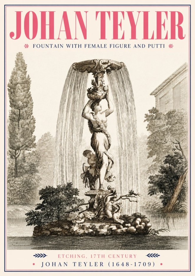 Johan Teyler Fountain with Allegorical Figures No5 - Plakát