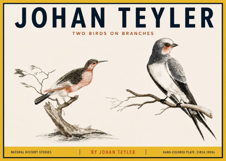 Johan Teyler Two Birds on Branches No5 - Plakát