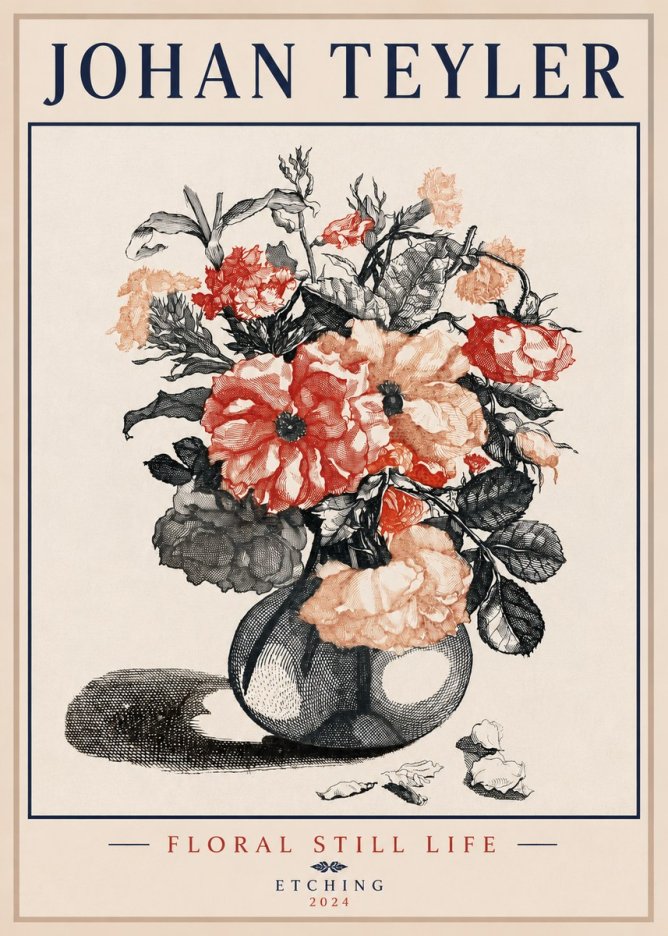 Johan Teyler Floral Still Life I No3 - Plakát