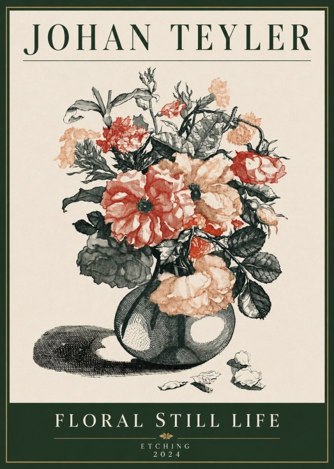 Johan Teyler Floral Still Life I No4 - Plakát