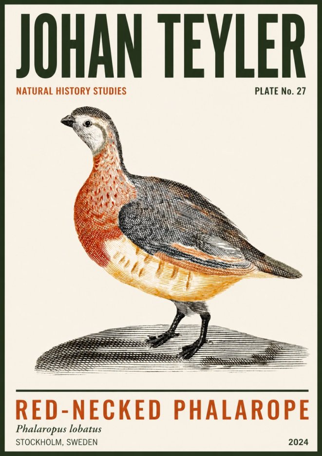 Johan Teyler Red-necked Phalarope No3 - Plakát