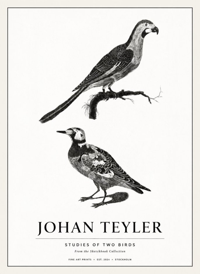 Johan Teyler Birds - Study of Two Species No3 - Plakát