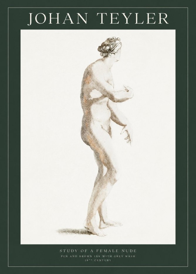 Johan Teyler Study of a Female Nude No1 - Plakát