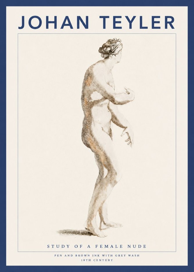 Johan Teyler Study of a Female Nude No3 - Plakát