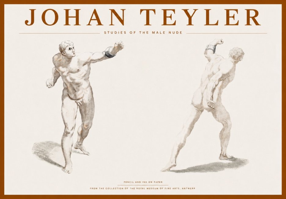 Johan Teyler Studies of the Male Nude No1 - Plakát