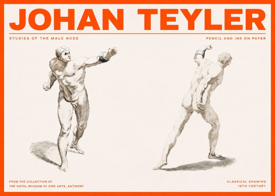 Johan Teyler Studies of the Male Nude No2 - Plakát