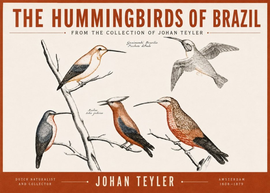 Johan Teyler The Hummingbirds of Brazil from the Collection of Johan Teyler No3 - Plakát